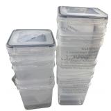 12 Clear Plastic Storage Bins w/ Lids & Scoops