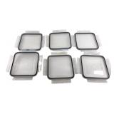 Set of 6 Square Plastic Replacement Lids 6 in