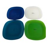 Set of Four Square Plastic Plates 10 in