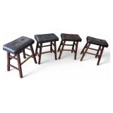 Set of 4 Tufted Faux Leather Bar Stools