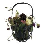 Metal Basket with Faux Floral Arrangement