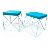 Atlantic Inc Pair of Teal Wire Stools