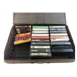 Mixed Lot of Cassette Tapes in Carrying Case