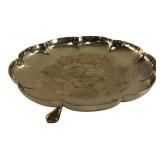 Engraved Brass Footed Scalloped Tray 10 in