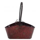 Red Painted Metal Snowflake Basket