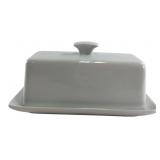 Maison White Ceramic Covered Butter Dish 8 in