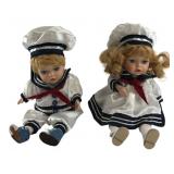 Pair of Musical Porcelain Sailor Dolls
