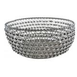 Silver-Tone Beaded Wire Mesh Basket