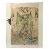 Framed Macabre Occult Illustration, 16x20