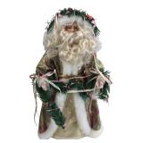 Elegant Floral Brocade Santa Figure Tree Topper
