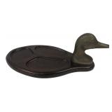 Wood & Brass Duck Head Valet Tray