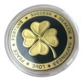Gold-Tone Good Luck Elephant & Clover Token