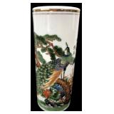 Chinese Porcelain Peacock Cylinder Vase