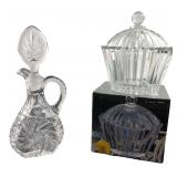 Mikasa Lidded Bowl & Cut Glass Cruet