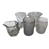 Assorted Glass Creamers and Tumblers Lot of 5