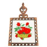 San Ho Fruit Basket Ceramic Tile Trivet