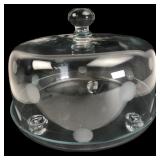 Frosted Polka Dot Glass Cake Dome & Footed Base