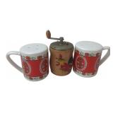 Japan Floral Shakers & Rooster Pepper Mill Set