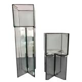 Pair of Geometric Glass & Metal Candle Holders