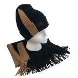 Calvin Klein Black & Tan Beanie & 74" Scarf Set