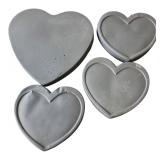 4 Concrete Heart Garden Stepping Stones