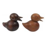 Pair Florida Cypress Carved Wood Duck Figurines
