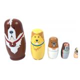 Set of 5 Wooden Dog Nesting Dolls