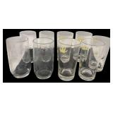 Set of 8 Mixed Floral Glass Tumblers