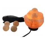 Himalayan Salt Fire Bowl Lamp with Spheres