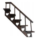 Rustic Wooden Staircase Wall Shelf Heart Cutouts