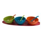 Colorful Plastic Dip Bowl Set with Spoons & Tray
