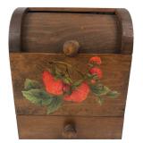 Hand Painted Strawberry Wood Storage Box 10x6"