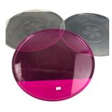 Three 16-Inch Acrylic Floral Serving Trays