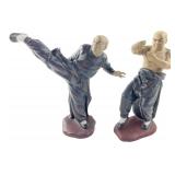 Pair of Chinese Ceramic Shaolin Monks, 8"H