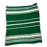 Handmade Green & White Crocheted Afghan