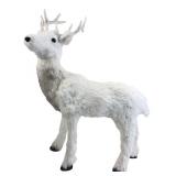 White Faux Fur Standing Reindeer Figure