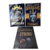 Set of 3 Michigan Football Metal Signs 12x8"