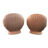 Vtg Pair of Pink Ceramic Shell Vases Japan