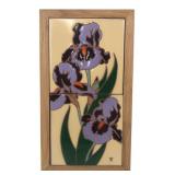 Monogrammed Framed Iris Ceramic Tiles