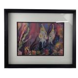 Judy Stevenson Framed Mixed Media Fish Art