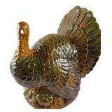 Large Glazed Ceramic Turkey Centerpiece 15"H