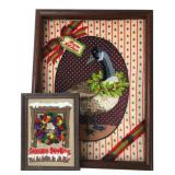 Framed Holiday Crewel Embroidery Art Pieces