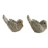 Pair of White Glazed Ceramic Bird Figurines