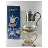Silver-Plated Glass Carafe with Warming Stand