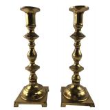 Pair of Brass Baluster Candlesticks Japan 9.5" H