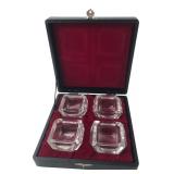 Set of 4 Glass Salt Cellars in Box