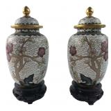Pair of Cloisonne Enamel Ginger Jars