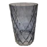 Blue Diamond Pattern Glass Vase