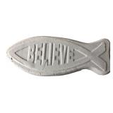 Cast Concrete Believe Fish Plaque