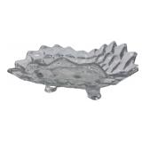 Clear Pressed Glass cube Pattern Footed bowl